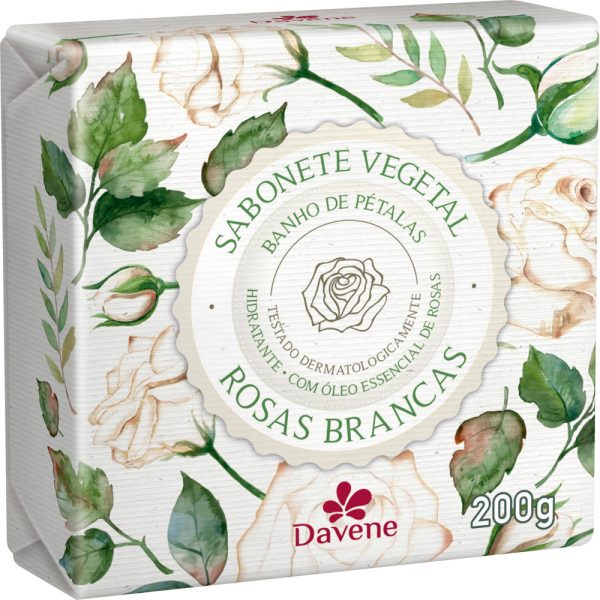 DAVENE SABONETE VEGETAL ROSAS BRANCAS 200G