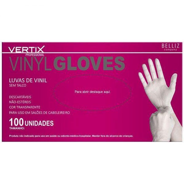 LUVA VINIL S/TALCO BOX 100UN TAM.P