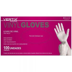 LUVA VINIL S/TALCO BOX 100UN TAM.M